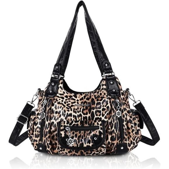 Womens Purses and Handbags PU Leather Shoulder Bag Brown/Black